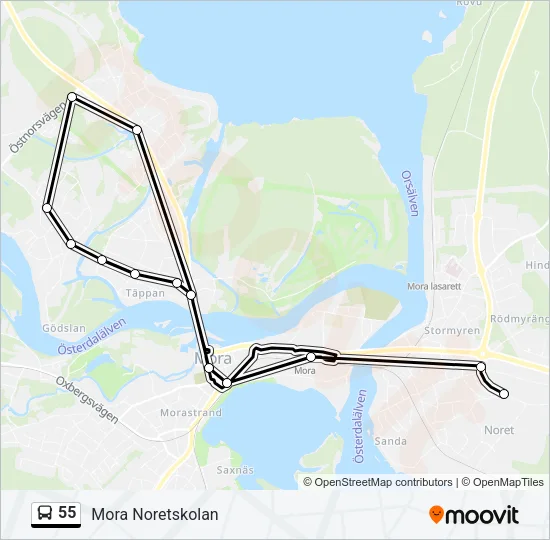 55 Bus Line Map