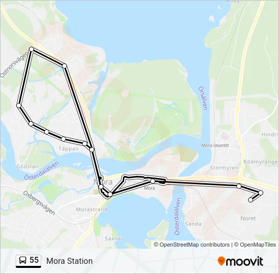 55 Bus Line Map