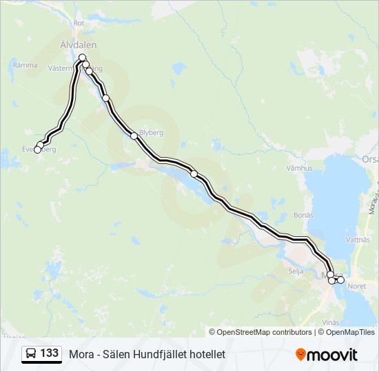 133 bus Line Map