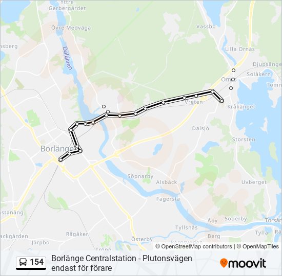 154 bus Line Map