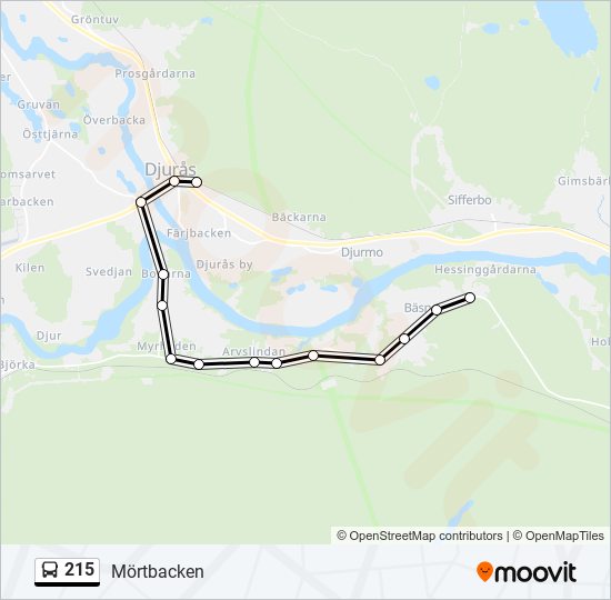 215 bus Line Map