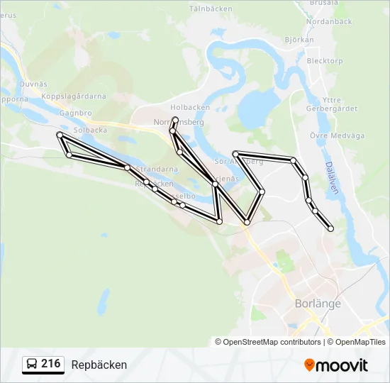 216 Bus Line Map