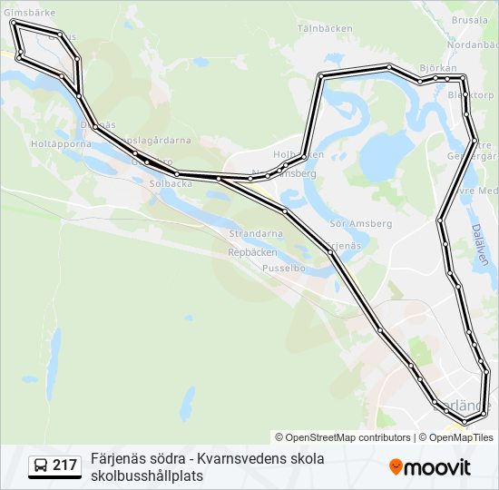 217 bus Line Map