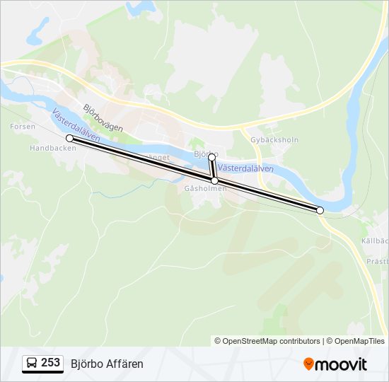 253 bus Line Map