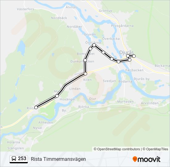 253 bus Line Map