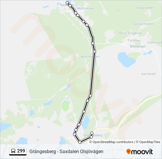 299 bus Line Map