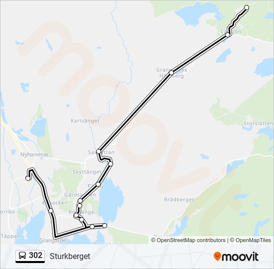 302 bus Line Map