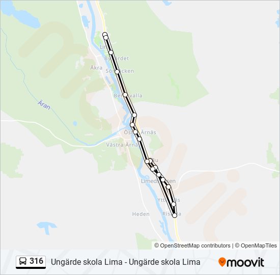 316 bus Line Map