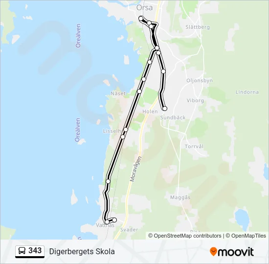343 Bus Line Map