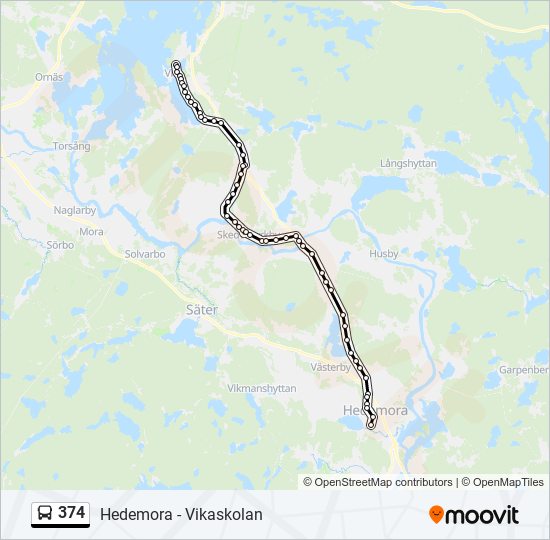 374 bus Line Map