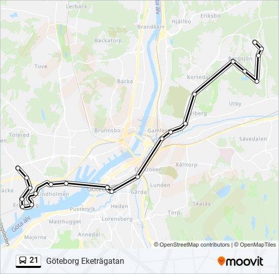 21 bus Line Map