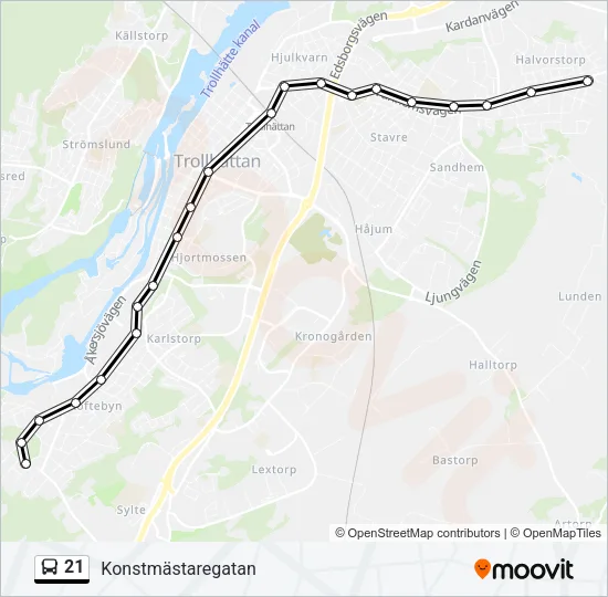21 Bus Line Map