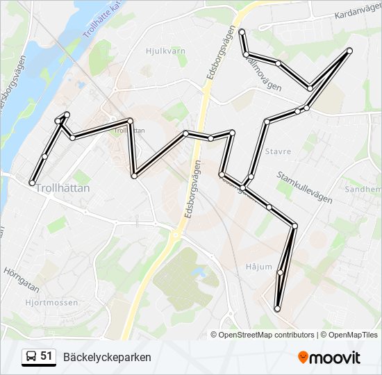 51 bus Line Map