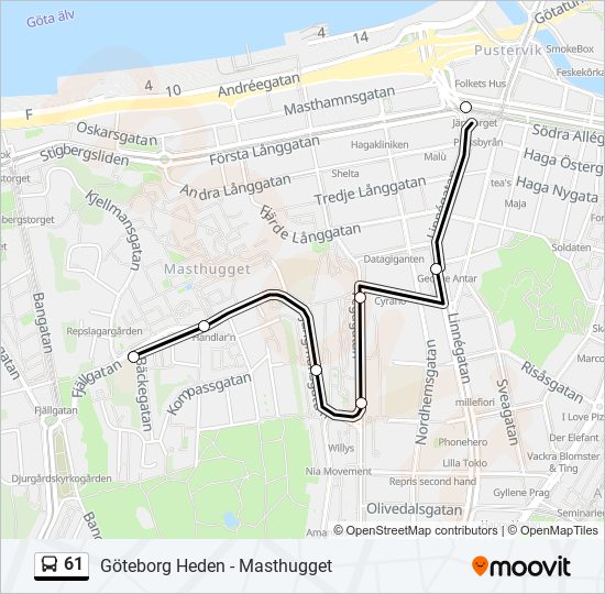 61 bus Line Map