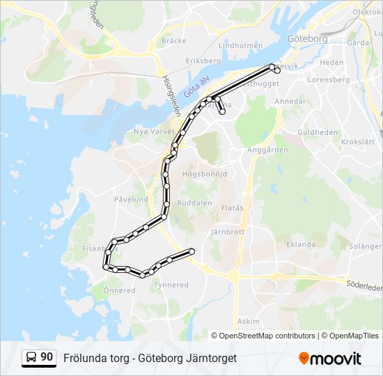 90 bus Line Map