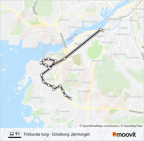91 Bus Line Map
