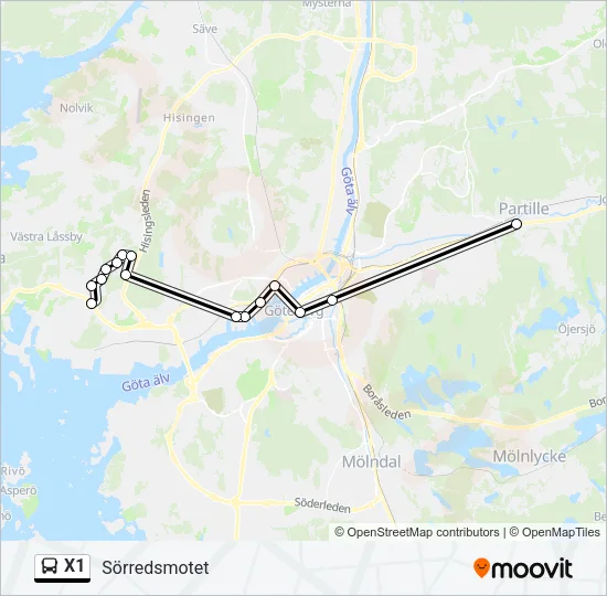 X1 Bus Line Map