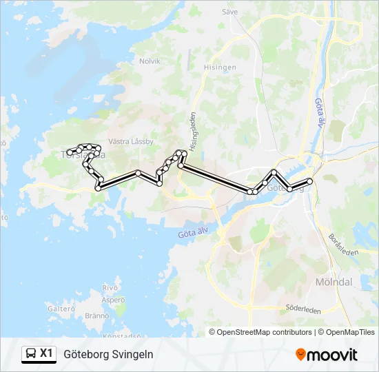 X1 Bus Line Map