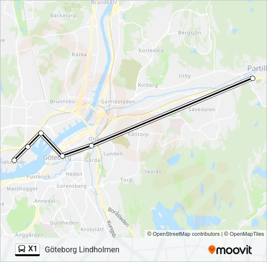 X1 Bus Line Map