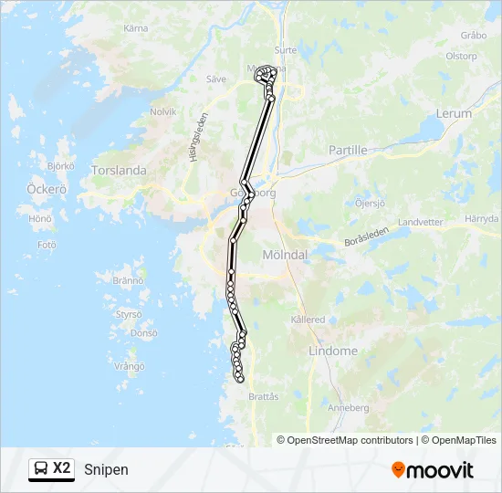 X2 Bus Line Map