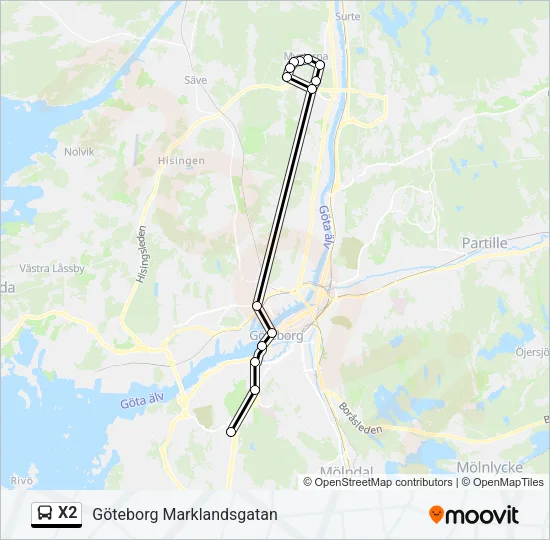 X2 Bus Line Map