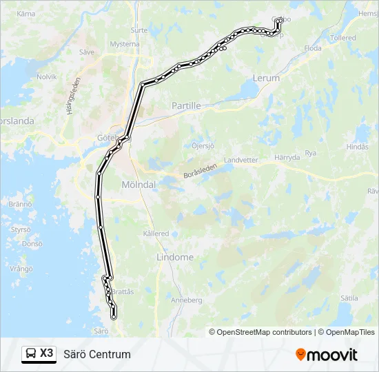 X3 Bus Line Map