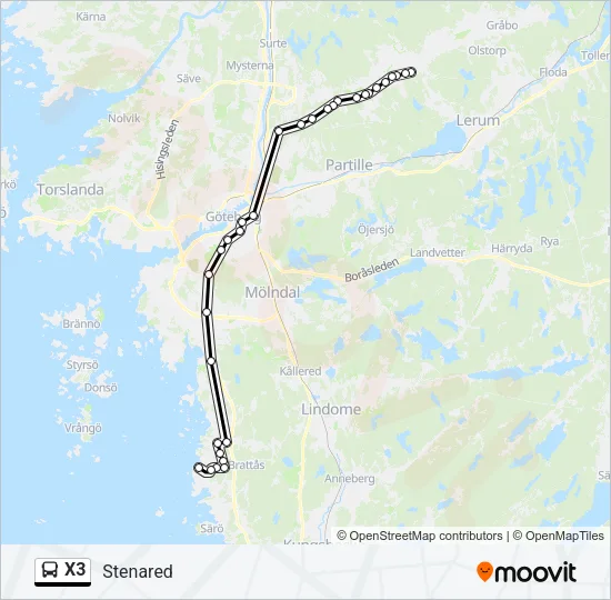 X3 Bus Line Map