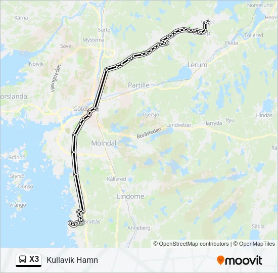 X3 Bus Line Map