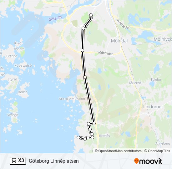 X3 bus Line Map