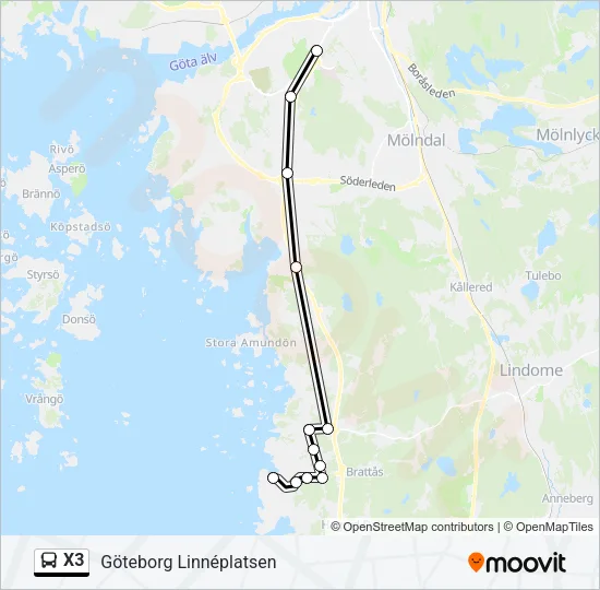 X3 Bus Line Map