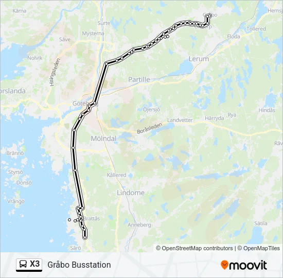 X3 Bus Line Map