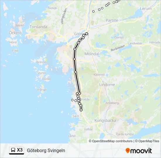 X3 Bus Line Map
