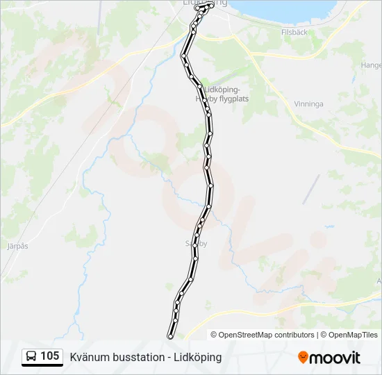 105 Bus Line Map