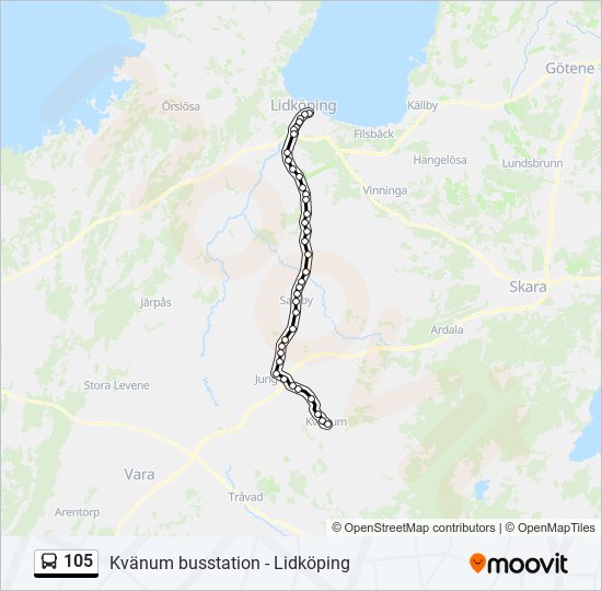 105 bus Line Map