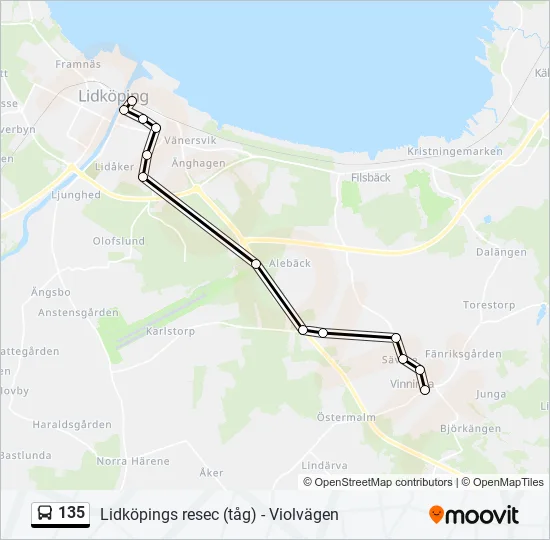 135 Bus Line Map