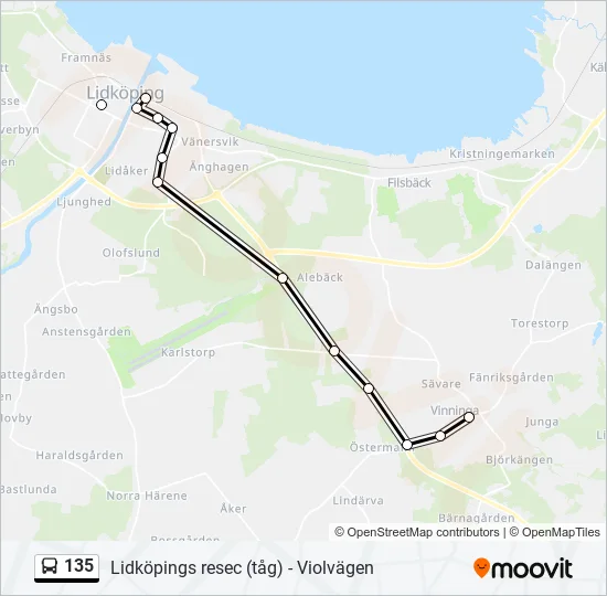 135 Bus Line Map