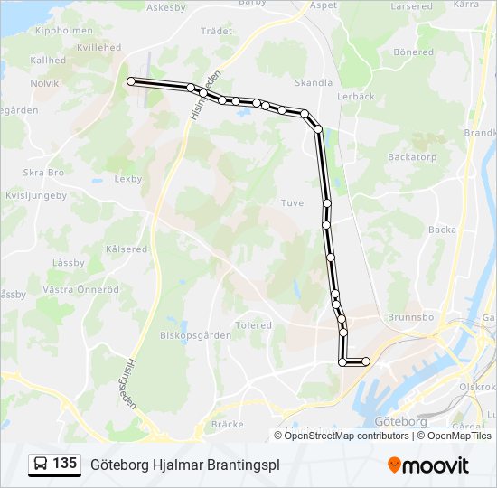 135 bus Line Map