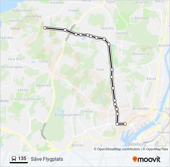 135 bus Line Map