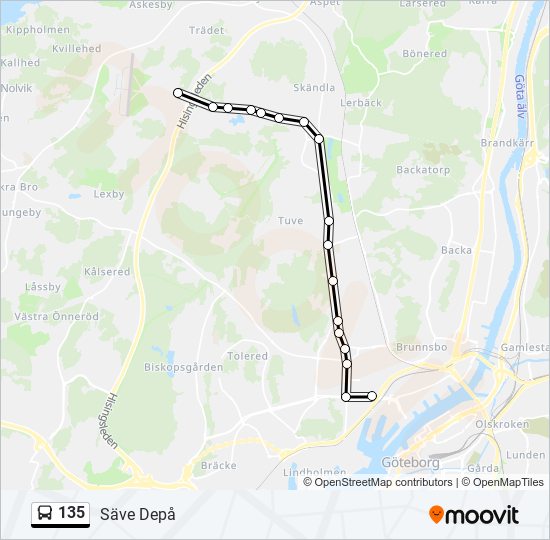 135 bus Line Map