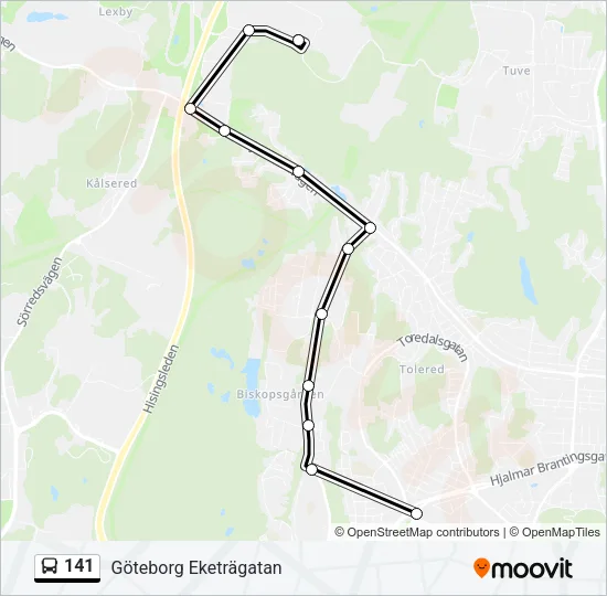 141 Bus Line Map