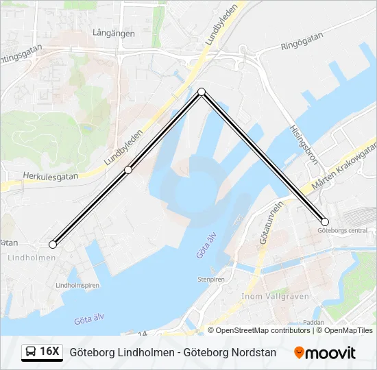 16X Bus Line Map