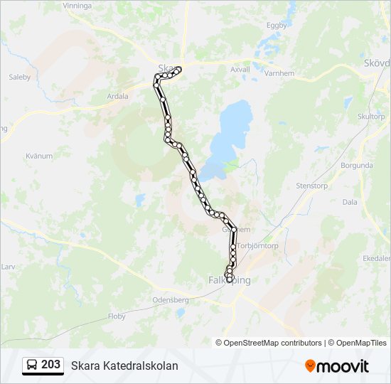 203 bus Line Map