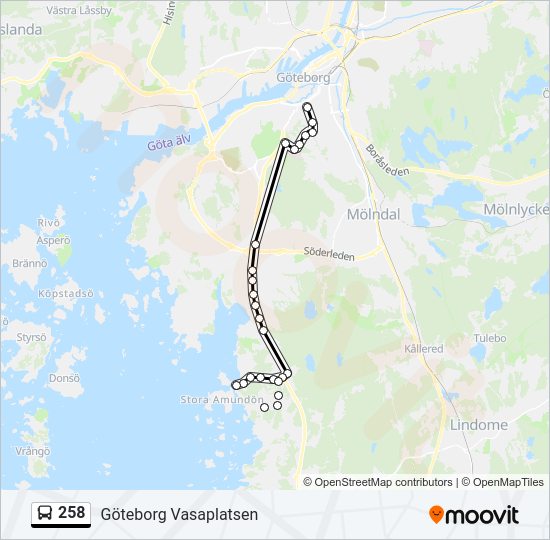 258 bus Line Map