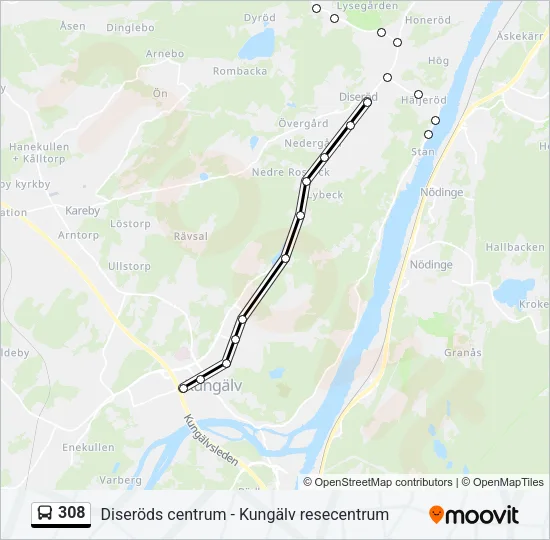308 Bus Line Map