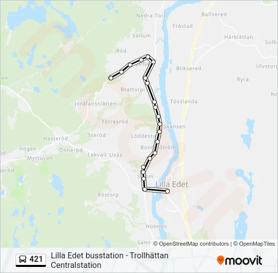 421 Bus Line Map