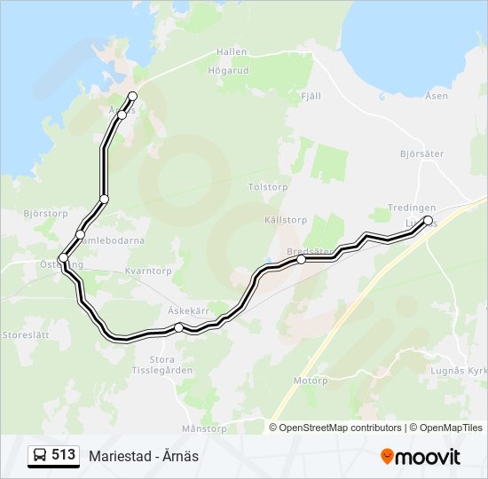 513 bus Line Map