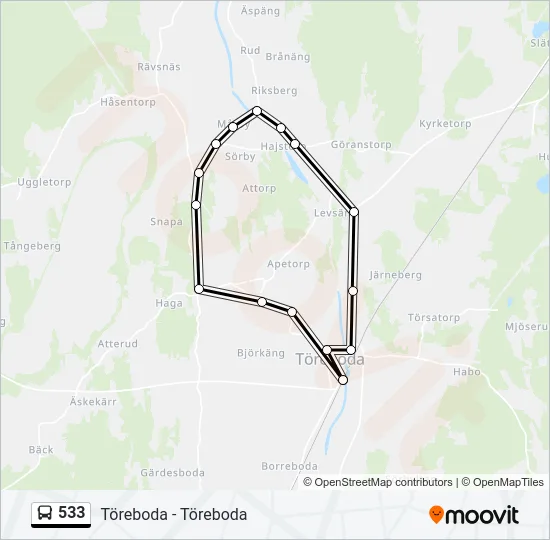 533 Bus Line Map