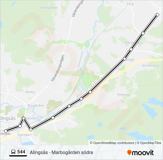 544 Bus Line Map