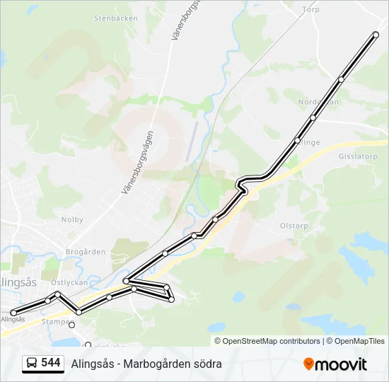 544 Bus Line Map