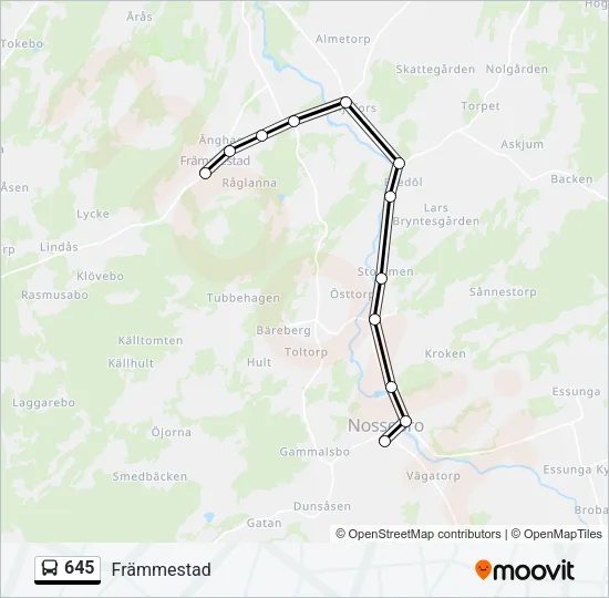 645 Bus Line Map